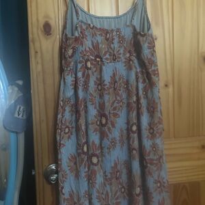 Blue and Orange Embellished Sleeveless Sundress